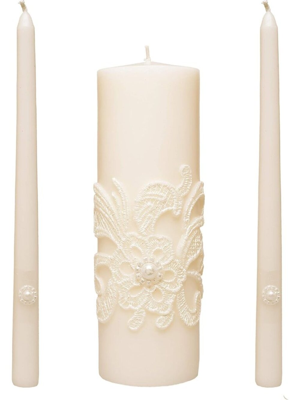 11.5-Inch Wedding Unity Candle Set – Cream Pillar & 2 Taper Candles for Ceremony